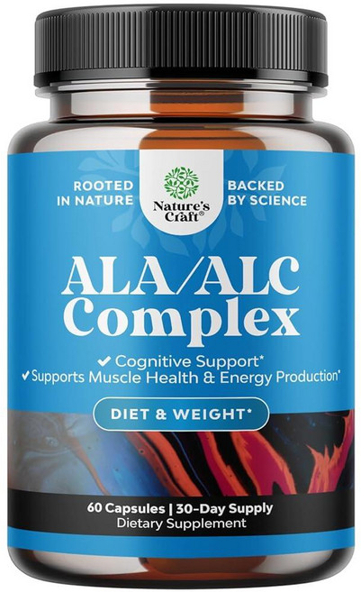 Pure Alpha Lipoic Acid Supplement with Acetyl L-Carnitine - Natural ALA ALC Amino Acids Boost Memo, 1개, 60