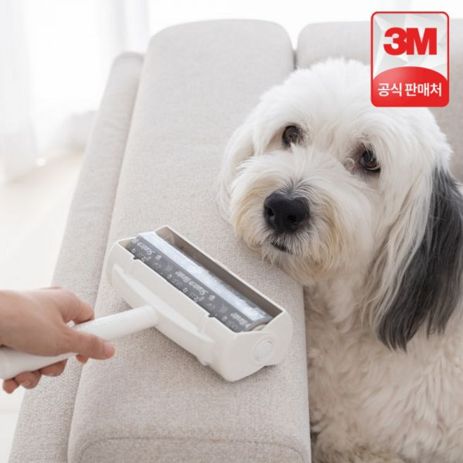 3M 스카치브라이트 클린컷 대형 강아지 털 돌돌이 청소 핸들+리필4개(펫케어), 펫케어 테이프클리너 리필 4입, 1개