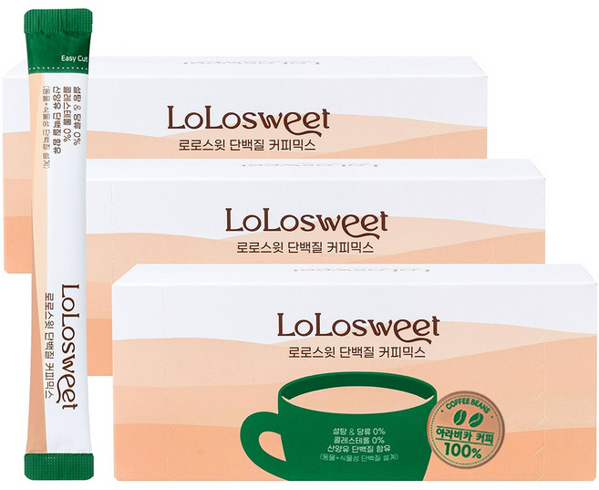 로로스윗 스테비아 단백질 프로틴 커피믹스 무설탕 당제로 제로슈가 커피, 10.3g, 20개입, 3개