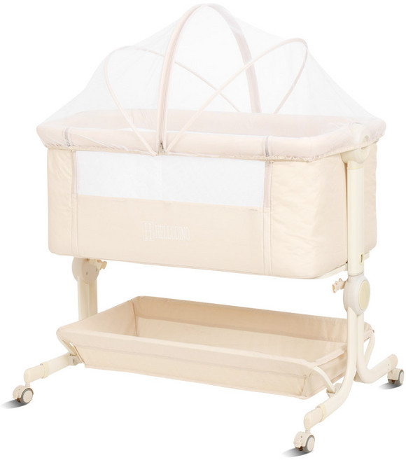 헬로디노 아기침대 프리미엄 Ver 이동식 신생아 접이식 애기 침대, 베이지