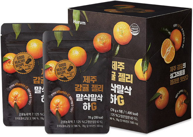 제주 감귤 젤리 말삭말삭 하G 5개입 세트, 78g, 5개
