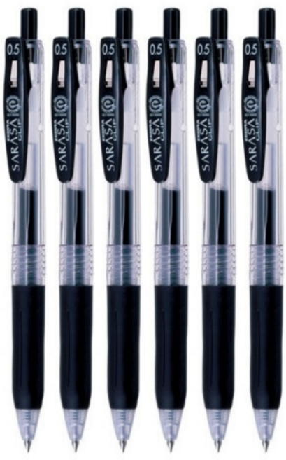 제브라 사라사 클립볼펜 0.5mm 블랙 JJ15-BK 중성펜, 6개