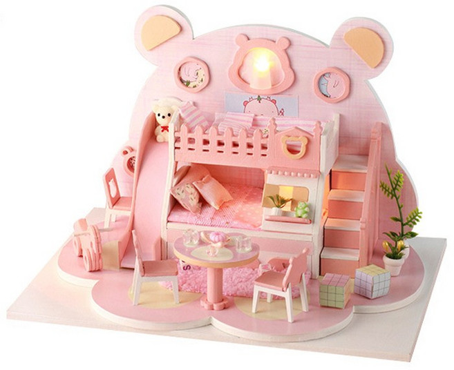 옥탑방어른이 DIY 미니어처 하우스 만들기 한글설명서 동봉 곰돌이키즈룸 입문자용, 색상, 1개