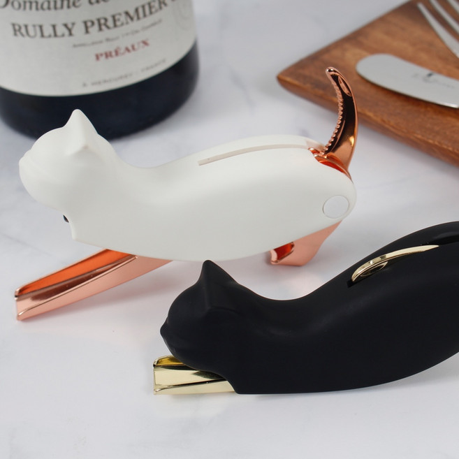 고양이 와인오프너 병따개 4종, 깜냥이 실버, 1개