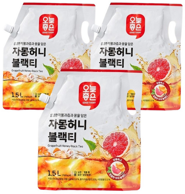 오늘좋은 자몽허니블랙티 기획 1.5L, 3개