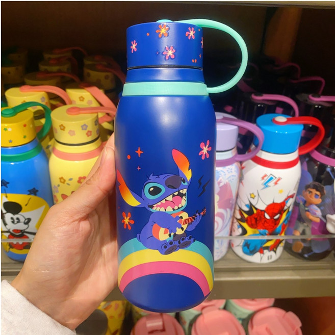 디즈니랜드 캐릭터 텀블러 보온보냉 물병 스텐 휴대용, 1개, 330ml, 블루 스티치
