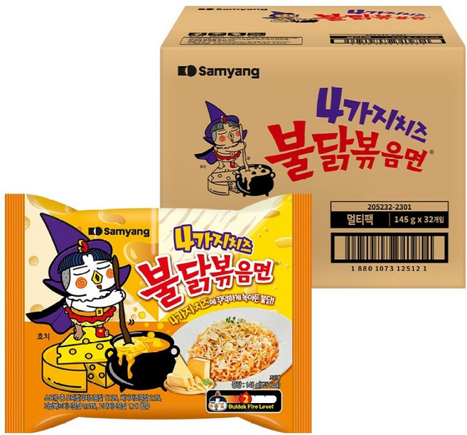 불닭볶음면 4가지 치즈 불닭볶음면 145g, 32개