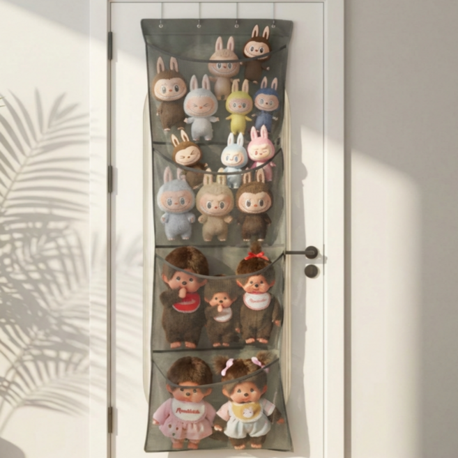 울창울창 문걸이 인형 정리함 봉제인형 보관함, 1개, 그레이