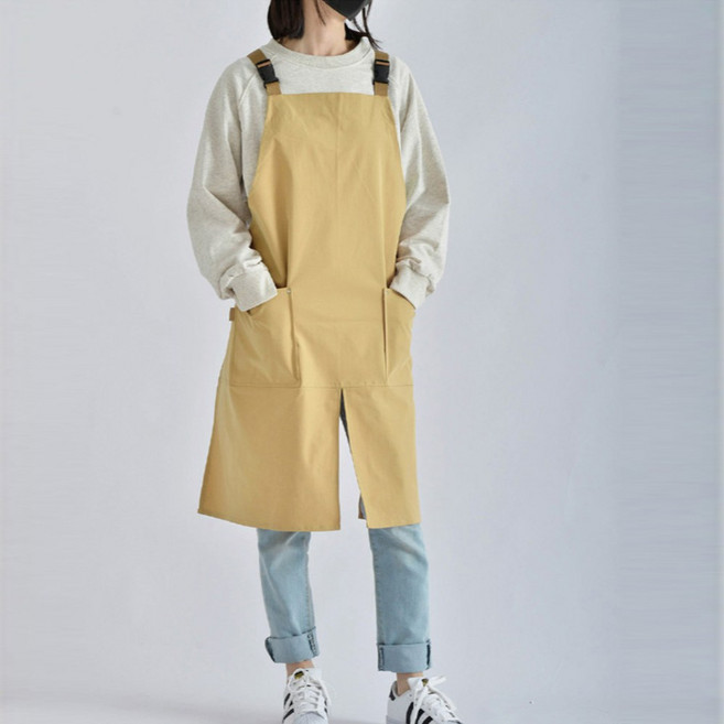 카페 앞트임 방수앞치마 어린이집 미용 미대생 공방 에이프런, 머스타드, 1개