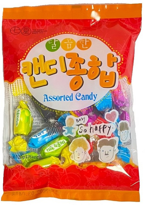 칠성 종합캔디 달콤한 16가지 과일맛 사탕 120g x 6pack, 6개