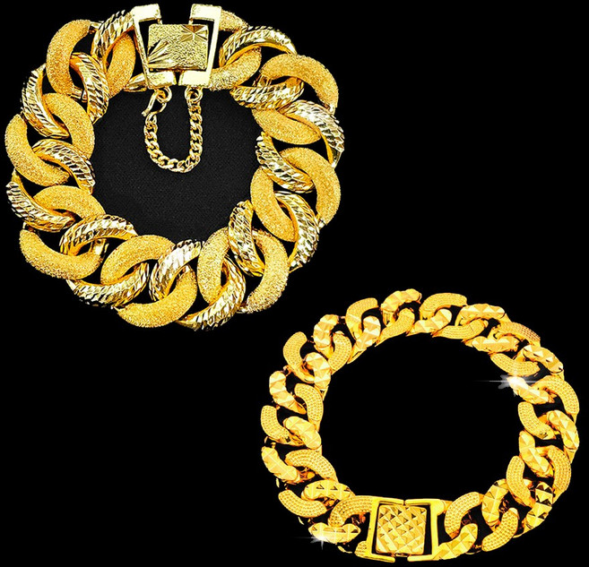 2종세트 18k 도금 팔찌 세트 변색없는 노블레스 임페리얼 두꺼운 남성 남자