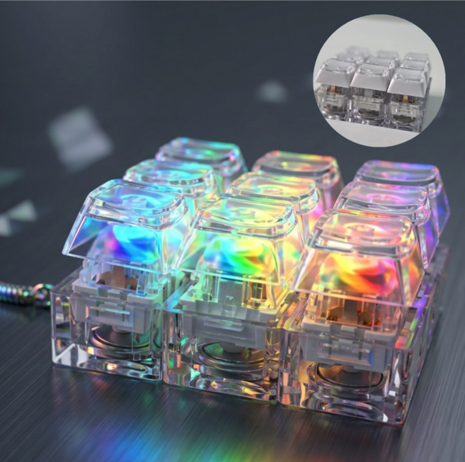 DIY 키캡 키링 LED 청축 딸깍이 피젯토이 키보드 스티커 만들기, 1개, 9구 화이트