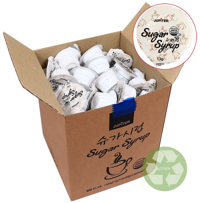 푸드올마켓_ 쥬피터 슈가시럽 1.3kg(13g x 100개입)-일회용, 1.3kg, 1개