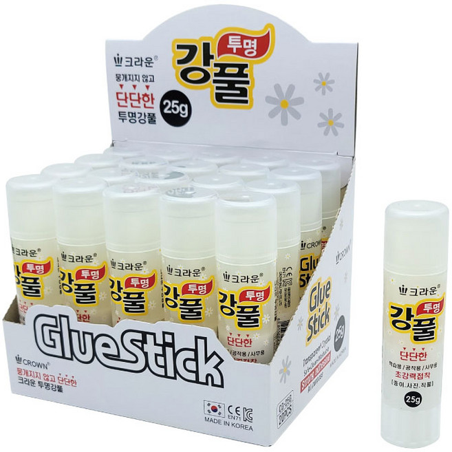 크라운 강풀 1박스 (20개입) 25g 초강력 고체풀 딱풀 크라운풀 자연환경풀, 단품