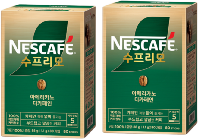 네스카페 수프리모 커피 디카페인, 1.1g, 80개입, 2개