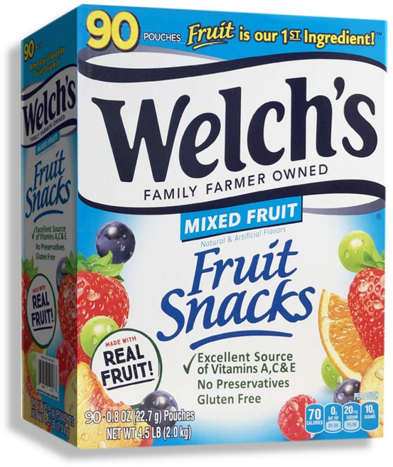 Welch's 웰치스 믹스드 후르츠 스낵 90개입 총2kg, 2kg, 1개