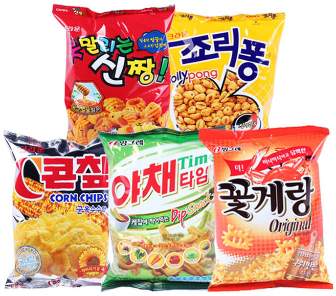 인기스넥 5종 세트 못말리는 신짱+콘칲+죠리퐁+야채타임+꽃게랑, 2세트, 1개