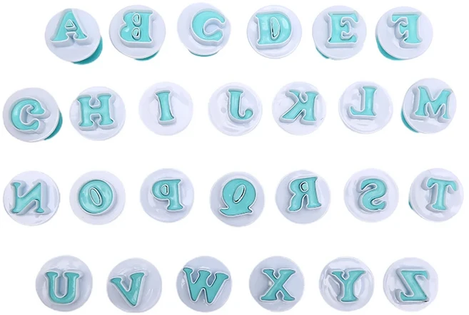 M 35/24개 알파벳 & 숫자 케이크 몰드 설탕 페이스트 레터 쿠키 엠보싱 베이킹 DIY 장식용, 02 Uppercase Letters