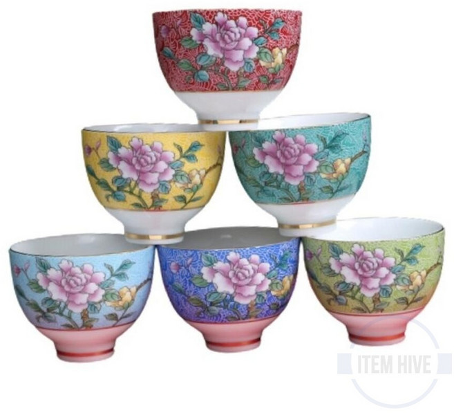 작약꽃 찻잔세트 80ml 6개입 티웨어 빈티지찻잔