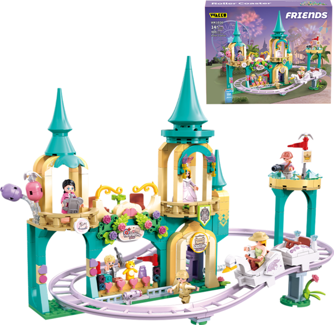 Wakku 프렌즈 놀이공원 성 롤러코스터 블럭세트 레고호환브록 어런이날선물, 1개