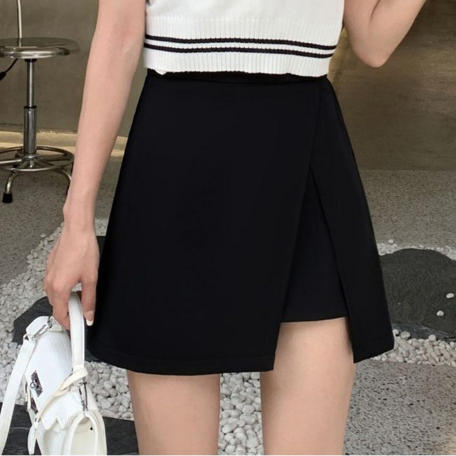 미화부장 여성 빅사이즈 하이웨스트 치마 바지 짧은 a라인 미니 스커트