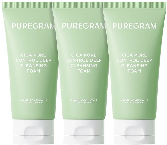 2+1 출시하자마자 1위 퓨어그램 모공이별 딥클렌징폼 제주 그린티 저자극 폼클렌징 120ml, 3개 - 쿠팡