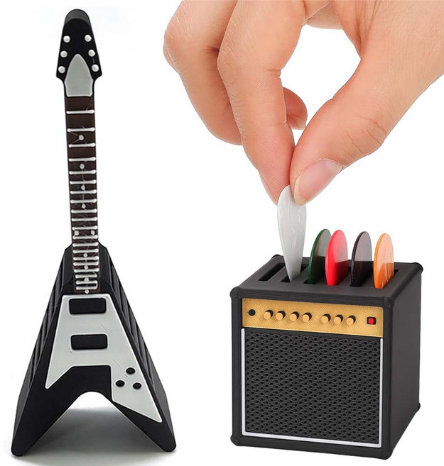 루베이 기타 피크 홀더 보관 케이스 세트 분리 수납 듀얼 스토리지 설계 선물/액세서리/연주용품/악기, 1세트