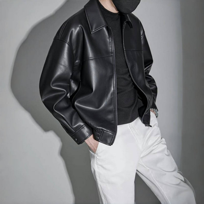 POMTOR 남자자켓 비즈니스 캐주얼 방풍 숏 코트 가죽재킷