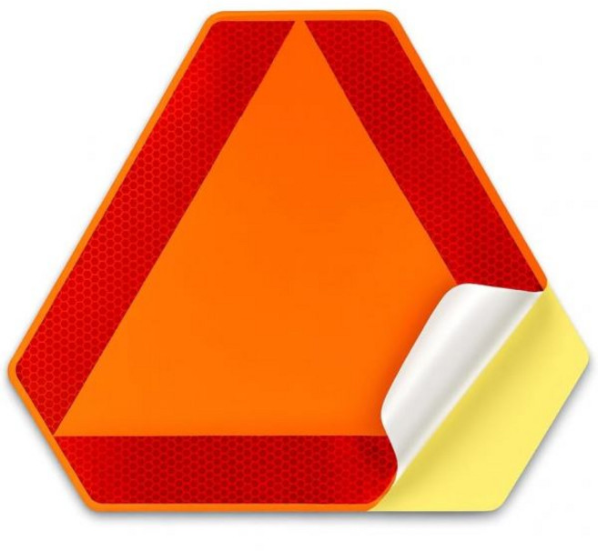느린 차량 이동 표지판 삼각형 알루미늄 14인치 x 16인치 3M 반사체 골프카트용, Self-adhesive Sticker