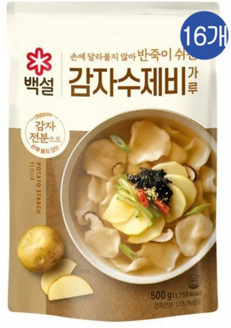 CJ 백설 감자수제비가루, 500g, 16개
