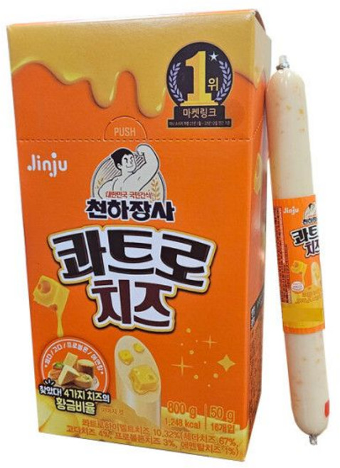 진주햄 천하장사 콰트로 치즈 800g 간편한 국민 간식 소시지 어육 멸균, 50g, 1개