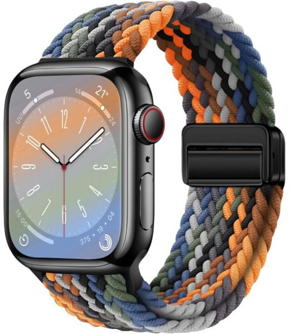 Qimela 스포츠 루프는 Apple Watch 38mm 40mm 41mm 42mm 44mm 45mm 46mm 49mm와 호환되는 여성 및 남성용 마그네틱 스트랩