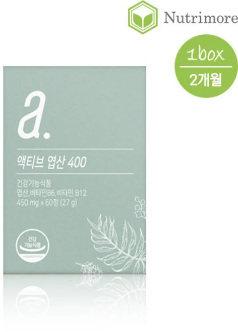 뉴트리모어 액티브엽산 400 (2개월) 활성엽산 임산부엽산, 60정, 120개 - 쿠팡