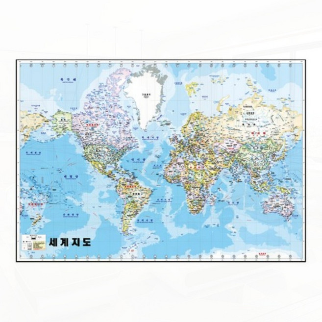 지도닷컴 코팅형 한글판 대서양 중심 세계지도 소 110 x 78 cm