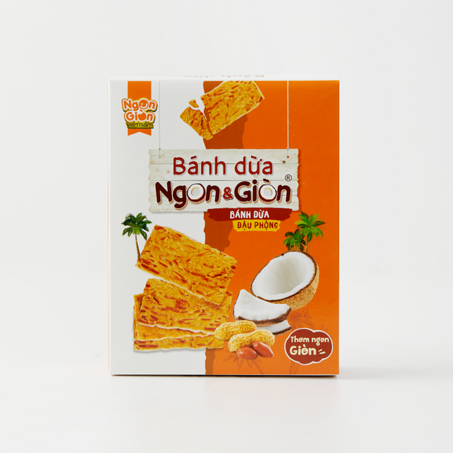 응온지온 베트남 코코넛 땅콩 크래커 바삭한 과자, 3개, 155g