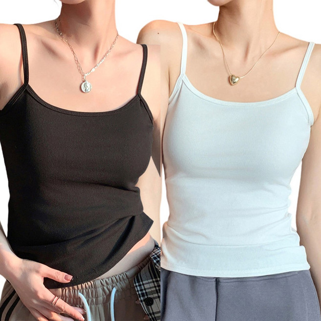 젬버트 데일리 여성 골지 기본 빅사이즈 이너 끈나시 2장세트