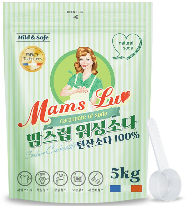 맘스럽 워싱소다 탄산소다 초강력 세탁보조제 100% 탈취인증, 5kg, 1개