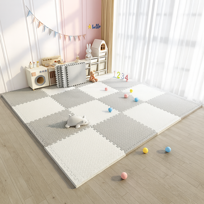 홈앤힐링 바닥 퍼즐매트 층간소음방지 인테리어형, 16개, 화이트 8개 + 그레이 8개