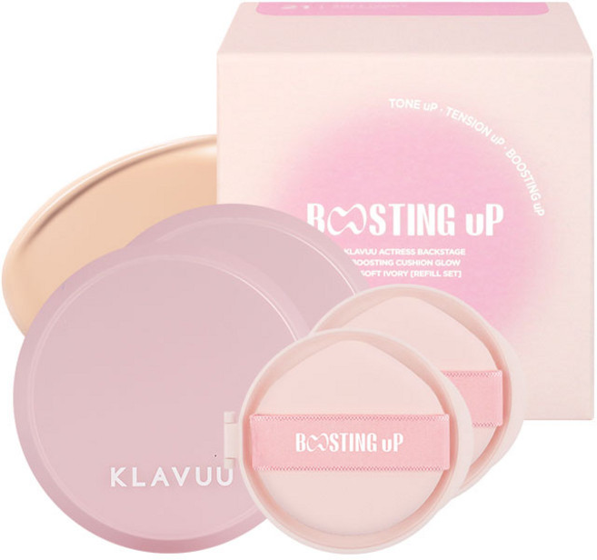 클라뷰 부스팅 쿠션 글로우 본품 12g + 리필 12g 세트, 2세트, 21호 소프트아이보리