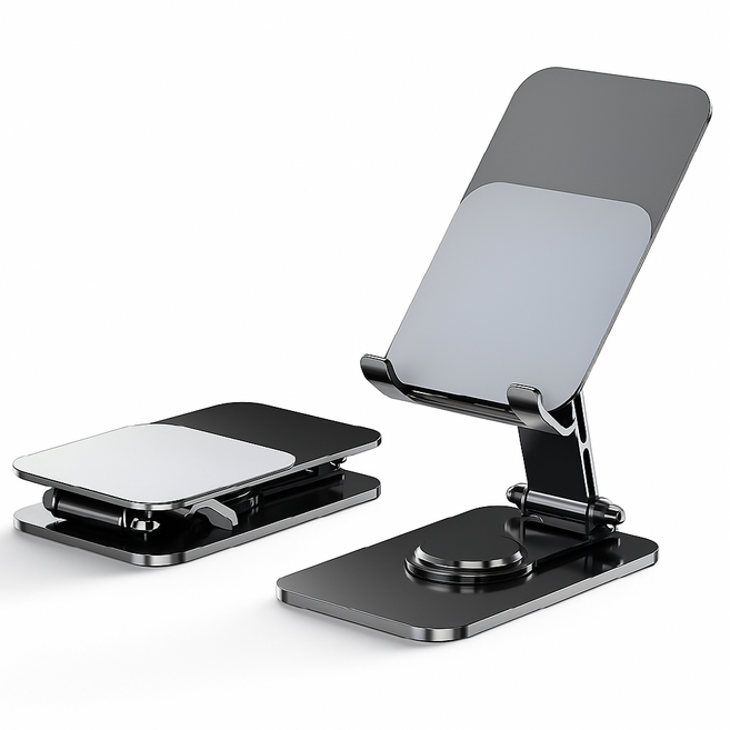 공감메이커스 풀메탈 접이식 탁상용 핸드폰거치대, 1개, 시크 블랙