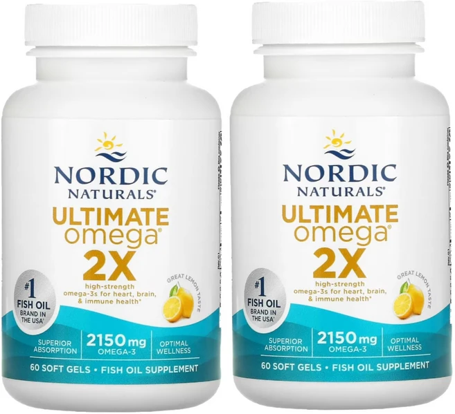 노르딕 내추럴스 얼티메이트 오메가3 2X 2150mg 60소프트젤 X 2통 레몬 맛, 60정, 2개 - 쿠팡