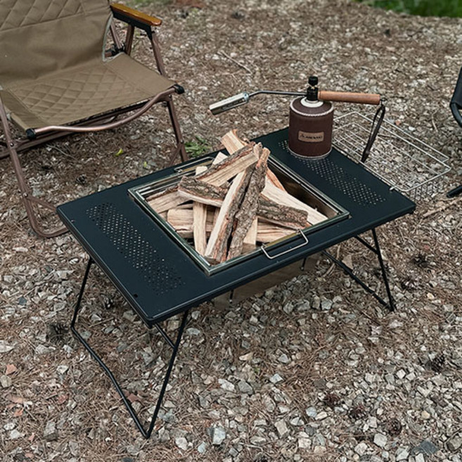 아베나키 미니 IGT 테이블 플랫버너 화로대 겸용, 블랙