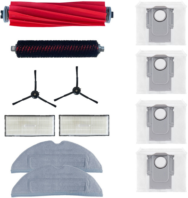 [호환] 로보락 S7 MaxV Ultra max ultra 소모품 필터 메인브러쉬 물걸레 리필 세척 사이드 브러쉬 먼지봉투 6종 풀 세트, 1세트, 12개입