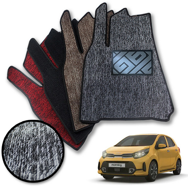 RV MOTORS 뉴코일 슬림 실리콘발판 카매트 올뉴 모닝 1열2열 세트, 그레이, 109 올뉴모닝(일반페달)