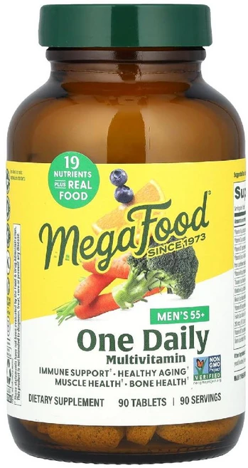 MegaFood 55세 이상 남성용 데일리 종합비타민 1정 90정 MegaFood (메가푸드), 1개 - 쿠팡