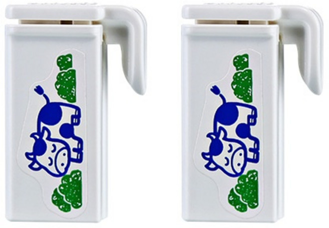 엘이씨 젖소 우유팩 밀봉 클립, 화이트, 2개