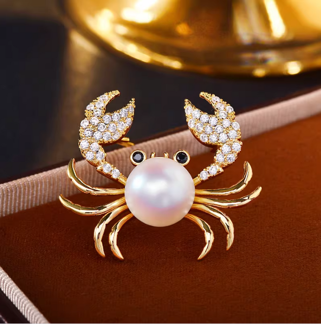 패션 흰색 진주 게 가슴핀 여성용 고급스러운 럭셔리 스타일의 향아찌 소수 디자인 액세서리