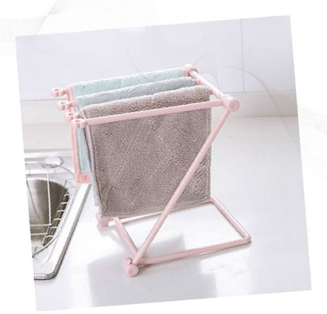 접이식 미니 주방 행주 스탠드 건조대 핑크 원터치 컴팩트 싱크대 수건걸이
