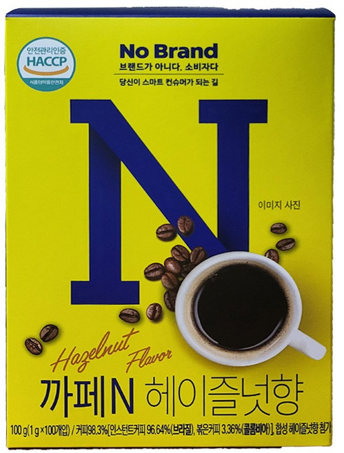 노브랜드 카페N 헤이즐넛향 1g x 100개입 아메리카노 스틱커피 블랙 믹스 인스턴트커피, 1개