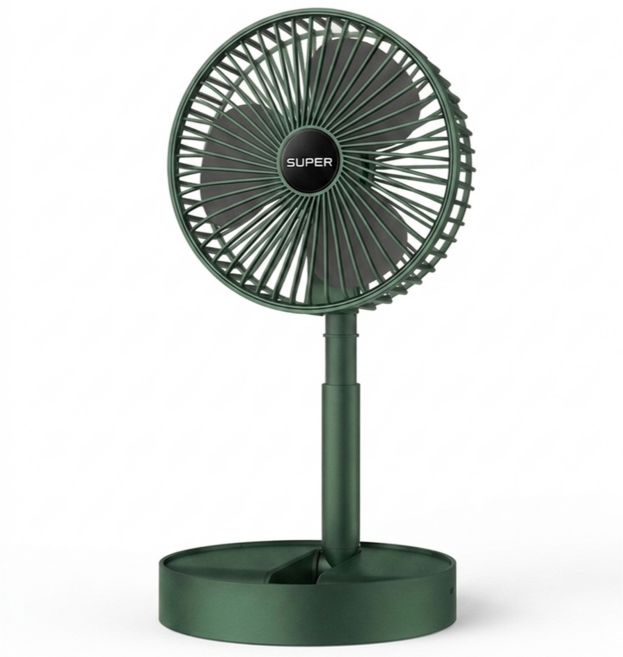 컴퍼니 3단 접이식 탁상용선풍기 캠핑 야구 무선 선풍기, 그린, 3단 접이식 무선 선풍기